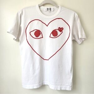 COMME DES GARCONS PLAY Red Outline Heart T-shirt White Small
